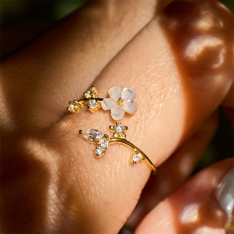 Anillo de bendición ajustable con diseño de flor blanca y Buddha Stones en plata de ley 925 - image 23