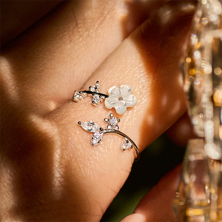 Anillo de bendición ajustable con diseño de flor blanca y Buddha Stones en plata de ley 925 - image 16