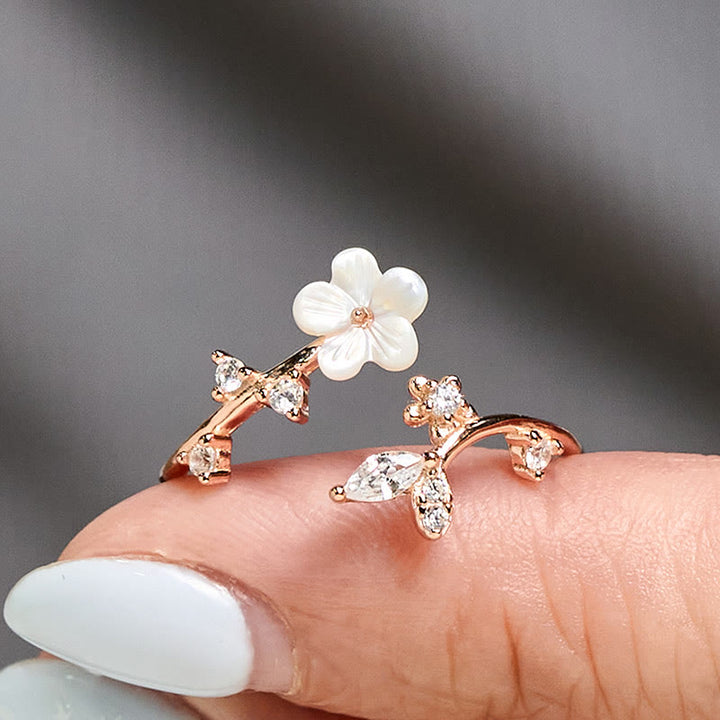 Anillo de bendición ajustable con diseño de flor blanca y Buddha Stones en plata de ley 925 - image 2