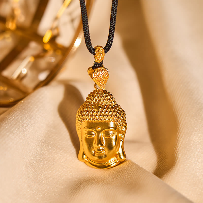 Buddha Stones con colgante de serenidad con símbolo de Buda de latón chapado en oro de 24 quilates y cordón trenzado. - image 8