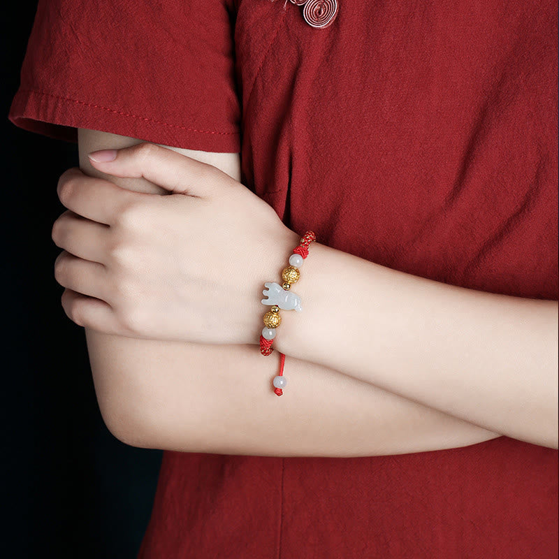 Pulsera de la suerte con cuentas de jade y plata del zodiaco chino , Buddha Stones y hilo rojo del Año del Caballo - image 10