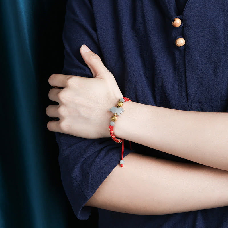 Pulsera de la suerte con cuentas de jade y plata del zodiaco chino , Buddha Stones y hilo rojo del Año del Caballo - image 11