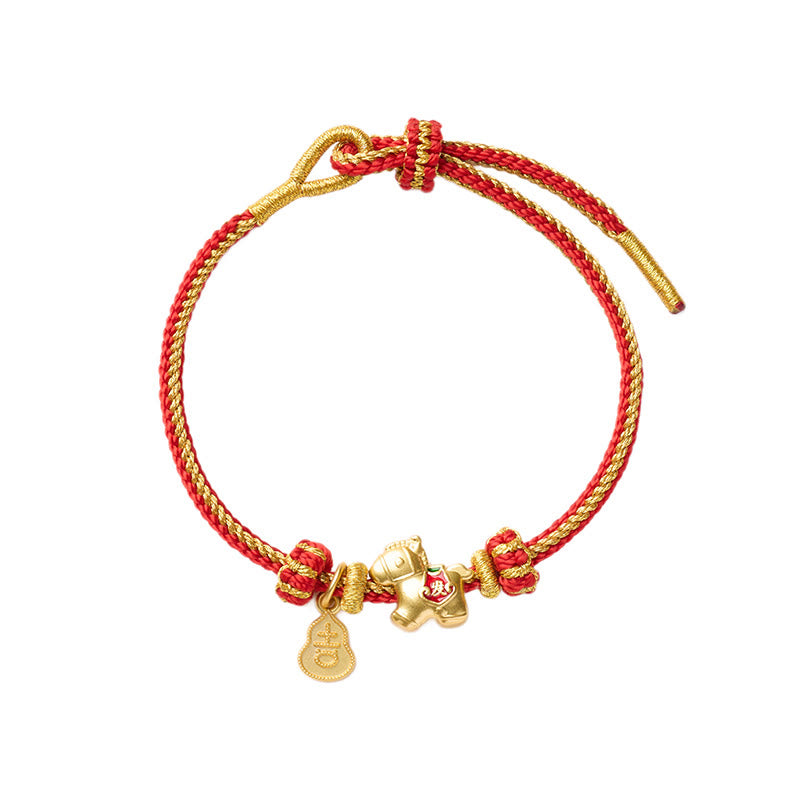 Pulsera trenzada de cobre con hilo rojo y Buddha Stones del Año del Caballo - image 4