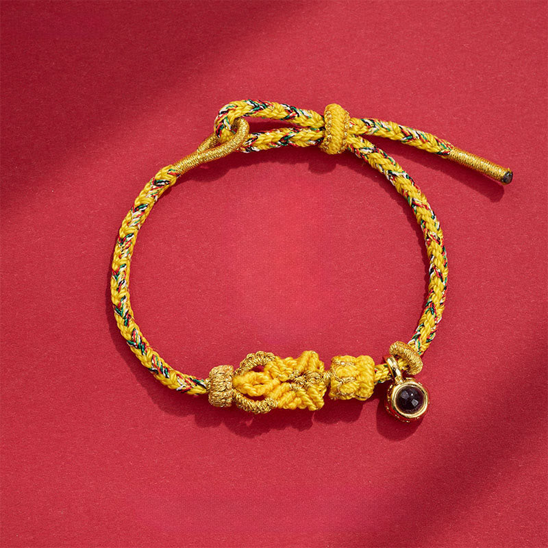Pulsera de Buddha Stones tejida a mano con piedras de proyección de Buda - Amarillo claro (circunferencia de la muñeca: 14-23 cm) - image 10