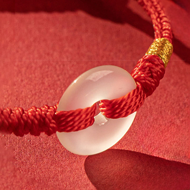 Pulsera trenzada con hebilla de paz y calcedonia blanca de Buddha Stones - image 3