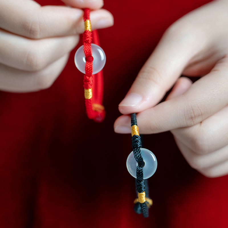 Pulsera trenzada con hebilla de paz y calcedonia blanca de Buddha Stones - image 15