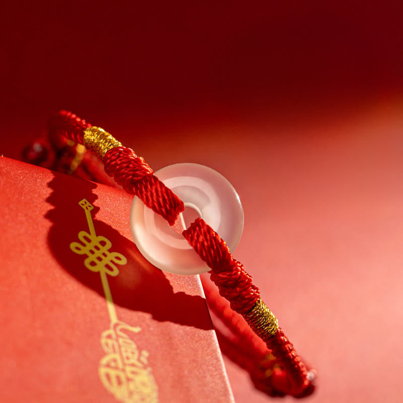 Pulsera trenzada con hebilla de paz y calcedonia blanca de Buddha Stones - image 2