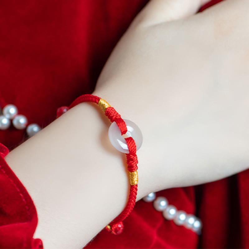 Pulsera trenzada con hebilla de paz y calcedonia blanca de Buddha Stones - image 4