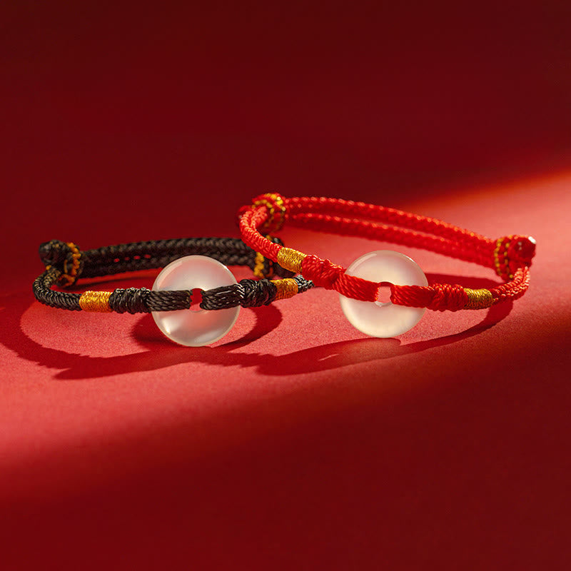 Pulsera trenzada con hebilla de paz y calcedonia blanca de Buddha Stones - image 14