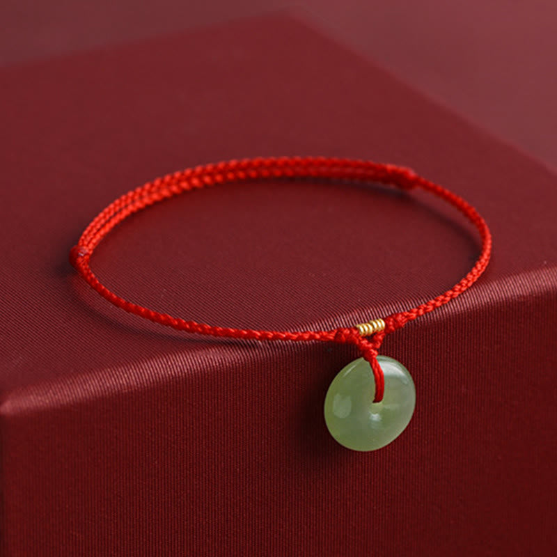 Pulsera tobillera con hebilla de paz y hilo de jade hetiano natural de Buddha Stones - image 1