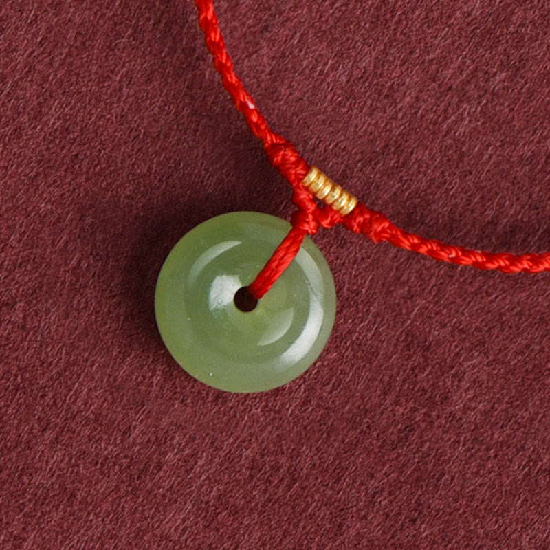 Pulsera tobillera con hebilla de paz y hilo de jade hetiano natural de Buddha Stones - image 3
