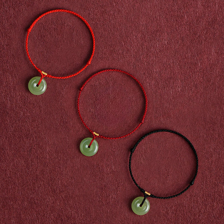 Pulsera tobillera con hebilla de paz y hilo de jade hetiano natural de Buddha Stones - image 13