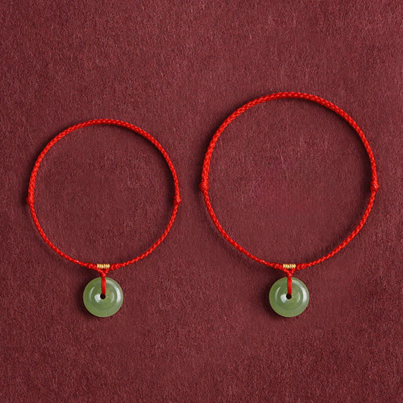 Pulsera tobillera con hebilla de paz y hilo de jade hetiano natural de Buddha Stones - image 11