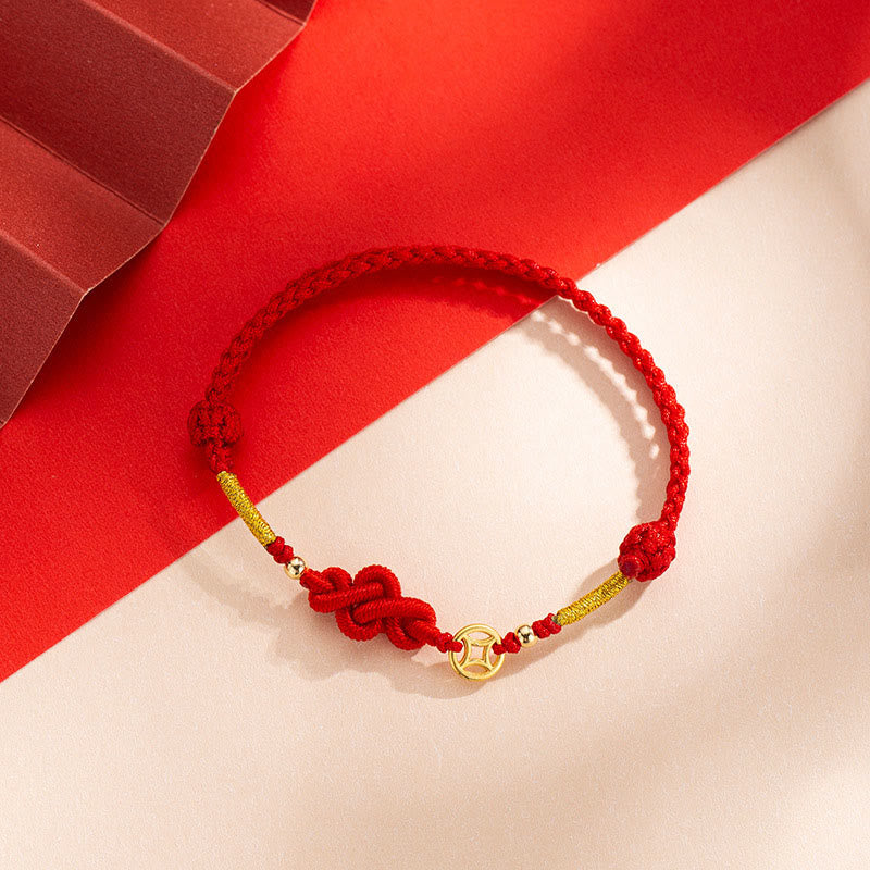 Pulsera trenzada de protección con monedas de cobre y nudo Ruyi de Buddha Stones - image 1