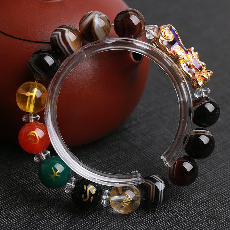 Pulsera positiva Pi Xiu con cuentas de sardónice y Buddha Stones que cambian de color con cinco elementos - image 1