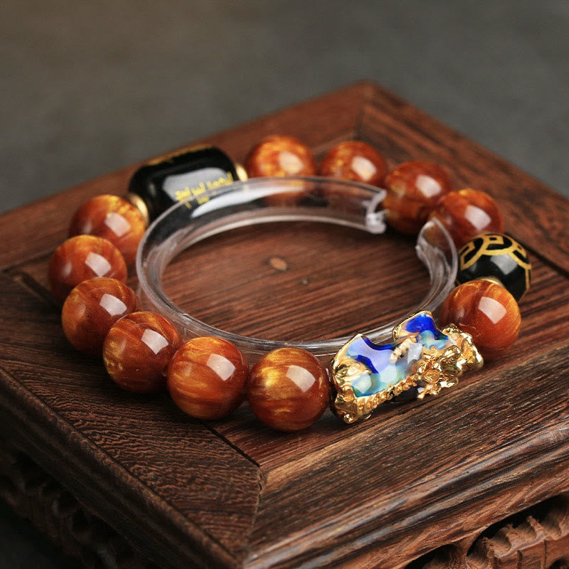 Pulsera de protección Pi Xiu con cuentas de sauce marino y Buddha Stones que cambian de color - Sea Willow - 12 mm (circunferencia de la muñeca: 17-21 cm) - image 0