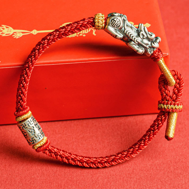 Pulsera de hilo protector Pixiu Om Mani Padme Hum de plata de ley 925 con Buddha Stones - image 2