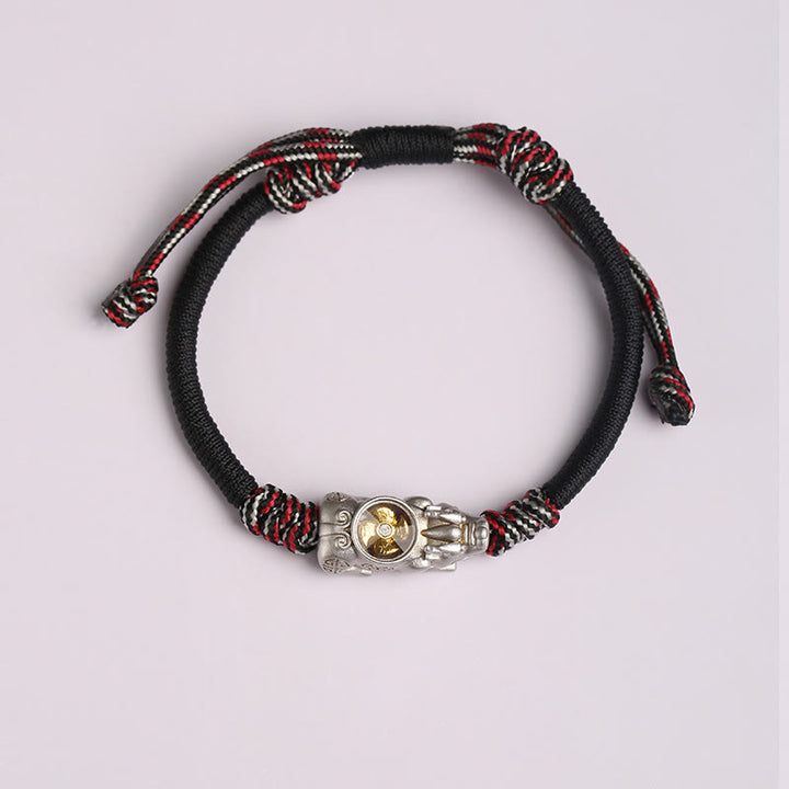 Pulsera de cuerda tejida a mano con Buddha Stones Pi Xiu para la riqueza y la suerte - Cuerda roja negra (circunferencia de la muñeca: 14-24 cm) - image 6