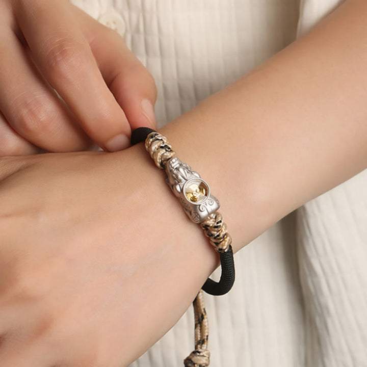 Pulsera de cuerda tejida a mano con Buddha Stones Pi Xiu para la riqueza y la suerte - image 2