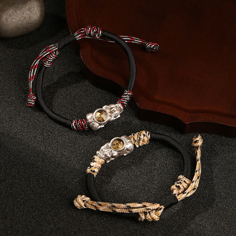Pulsera de cuerda tejida a mano con Buddha Stones Pi Xiu para la riqueza y la suerte - image 12