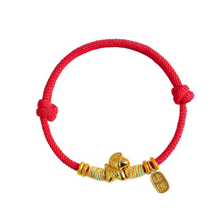 Pulsera trenzada con amuleto de la suerte y la fortuna, hilo rojo y negro , con Buddha Stones y el Año del Caballo. - image 5