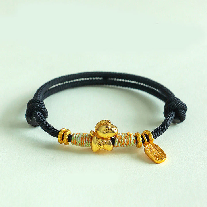 Pulsera trenzada con amuleto de la suerte y la fortuna, hilo rojo y negro , con Buddha Stones y el Año del Caballo. - Cuerda negra (circunferencia de la muñeca: 15-19 cm) - image 12