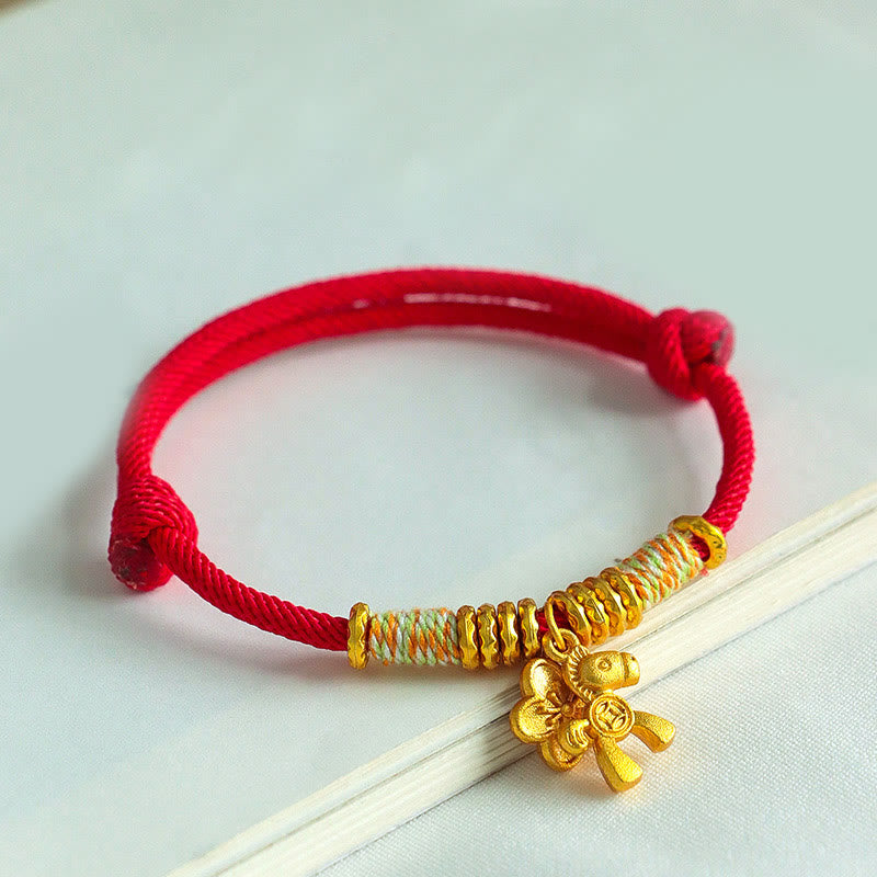 Pulsera hecha a mano con Buddha Stones y el Año del Caballo con hilo rojo - image 2