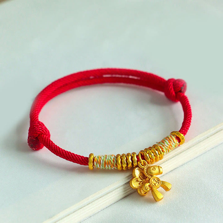 Pulsera hecha a mano con Buddha Stones y el Año del Caballo con hilo rojo - image 2