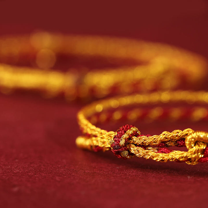 Pulsera de la suerte con hilo rojo dorado de doble vuelta con cuentas de oro 999 del Año del Caballo y Buddha Stones - image 13