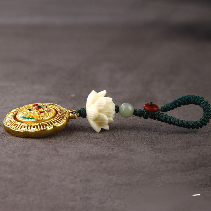 Llavero giratorio de cobre con cuentas de jade hetiano y semillas de Bodhi de Buddha Stones - image 9