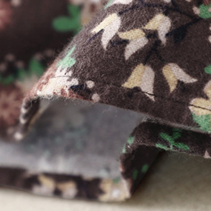 Camisa de algodón de manga larga para mujer con estampado floral otoñal de Buddha Stones y botones - image 28