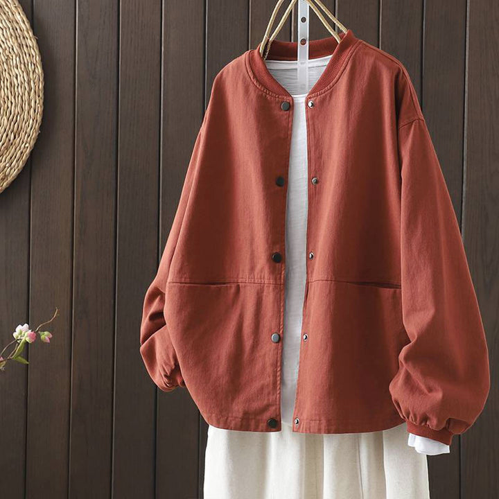 Chaqueta de manga larga con botones y bolsillos para mujer, Buddha Stones Fall. - Tomate - US14，UK/AU18，EU46 (2XL) - image 0