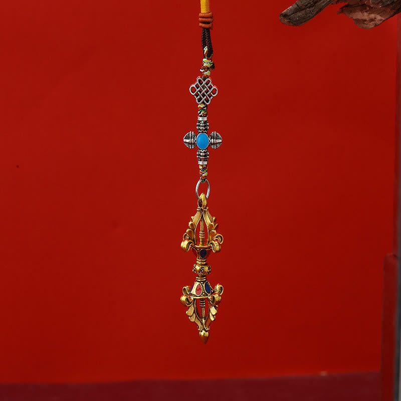 Llavero de cuerda con Buddha Stones Vajra para la iluminación - Oro antiguo - image 0