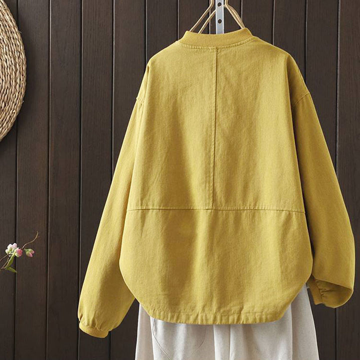 Chaqueta de manga larga con botones y bolsillos para mujer, Buddha Stones Fall. - image 8