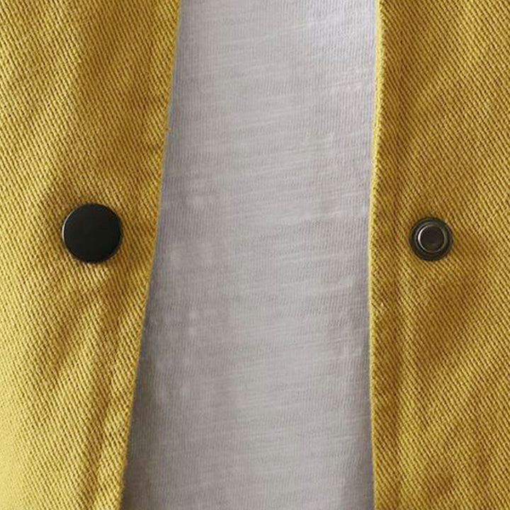 Chaqueta de algodón de manga larga con botones y bolsillos para mujer, con estampado de Buddha Stones Fall - image 13