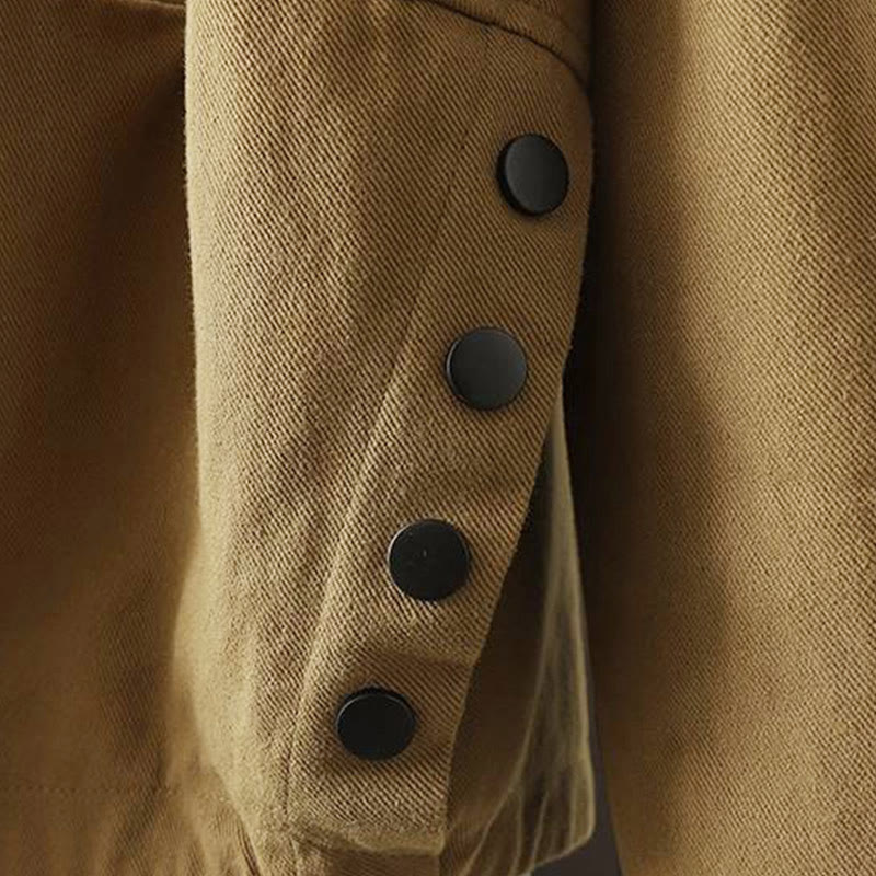 Chaqueta de algodón de manga larga con botones y bolsillos para mujer, con estampado de Buddha Stones Fall - image 23