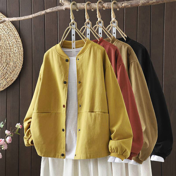 Chaqueta de manga larga con botones y bolsillos para mujer, Buddha Stones Fall. - image 1