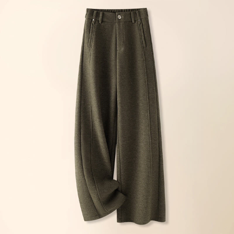 Pantalones anchos de algodón y lana gruesa con botones lisos y bolsillos para mujer de Buddha Stones - Gris pizarra oscuro - US12, UK/AU16, EU44 (3XL) - image 0