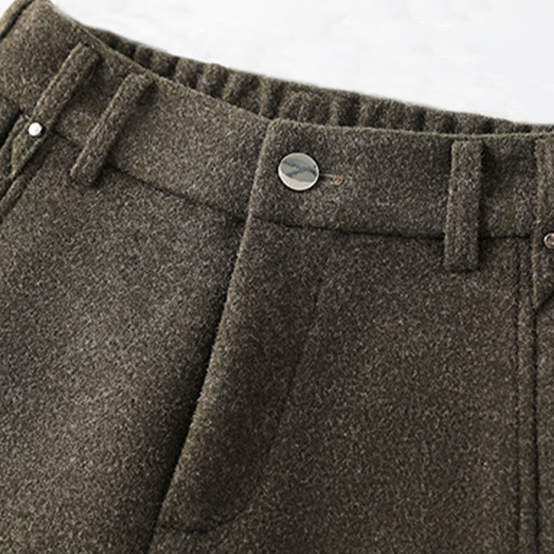 Pantalones anchos de algodón y lana gruesa con botones lisos y bolsillos para mujer de Buddha Stones - image 2