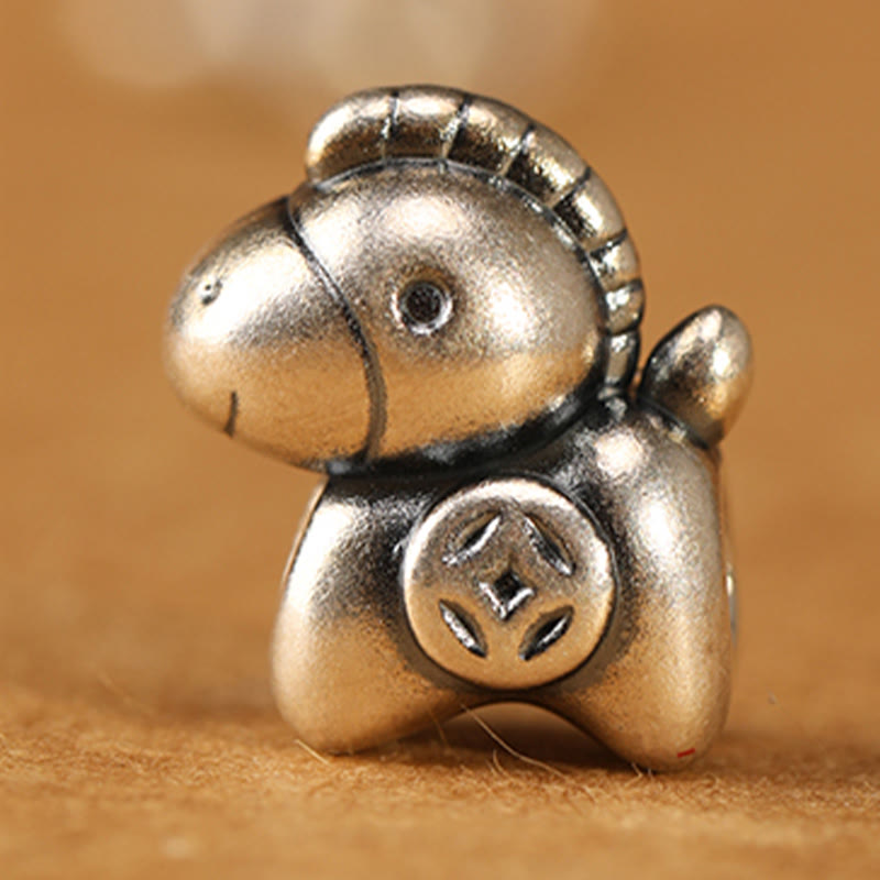 Pulsera trenzada con Buddha Stones en plata de ley 999 con el personaje Fu del Año del Caballo. - image 6