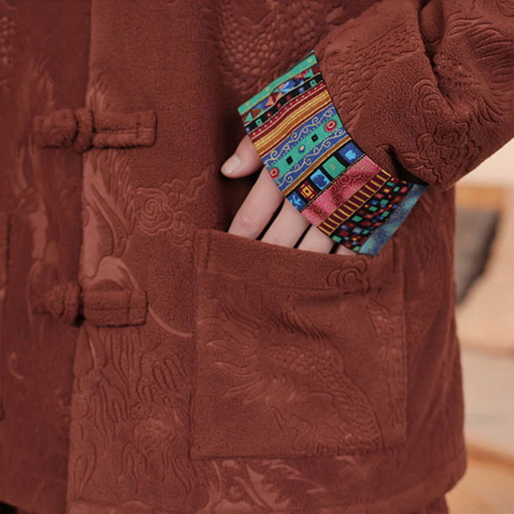 Conjunto de 2 piezas de traje Tang para hombre, de algodón, con botones de rana y dragón, de Buddha Stones , para otoño e invierno, con chaqueta y pantalones de manga larga. - image 19