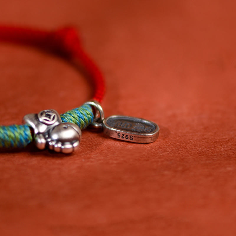 Pulsera tobillera trenzada con dijes de paz y alegría de plata de ley 925 con Buddha Stones y año del caballo. - image 8