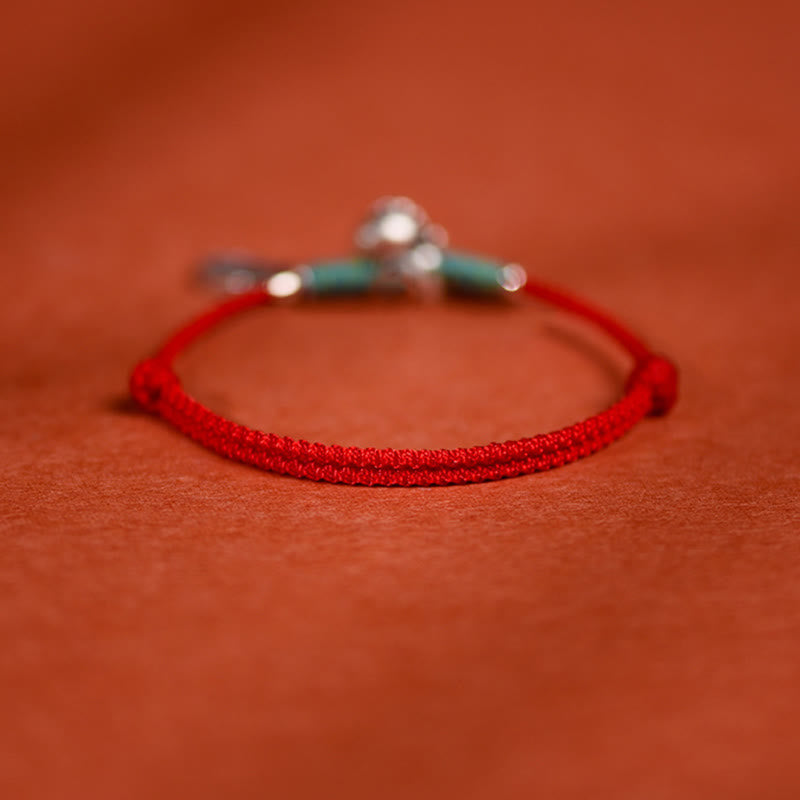 Pulsera tobillera trenzada con dijes de paz y alegría de plata de ley 925 con Buddha Stones y año del caballo. - image 3