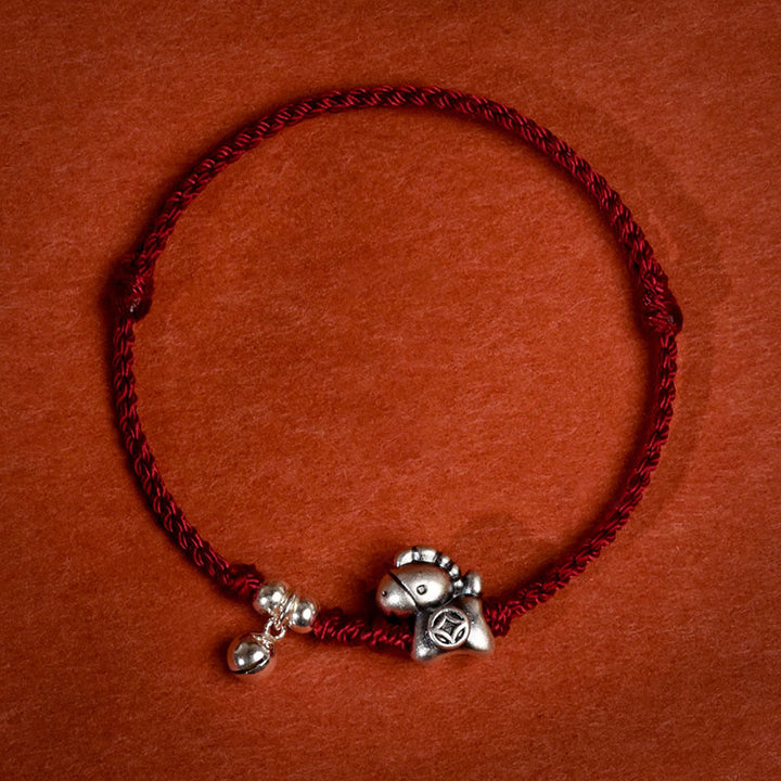 Pulsera tobillera con Buddha Stones en plata de ley 999 y campana de plata de ley 925 para niños y adultos. - Cuerda roja oscura - Tobillera para niños (circunferencia 18-23 cm) - image 16