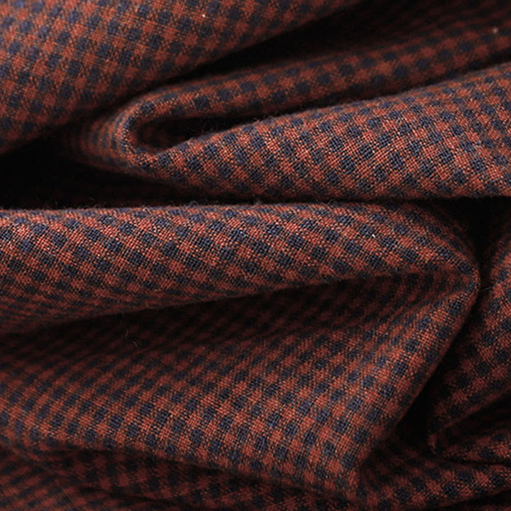 Vestido midi de manga larga con cuello alto, botones de rana y bolsillos, diseño de Buddha Stones Fall en marrón - image 12