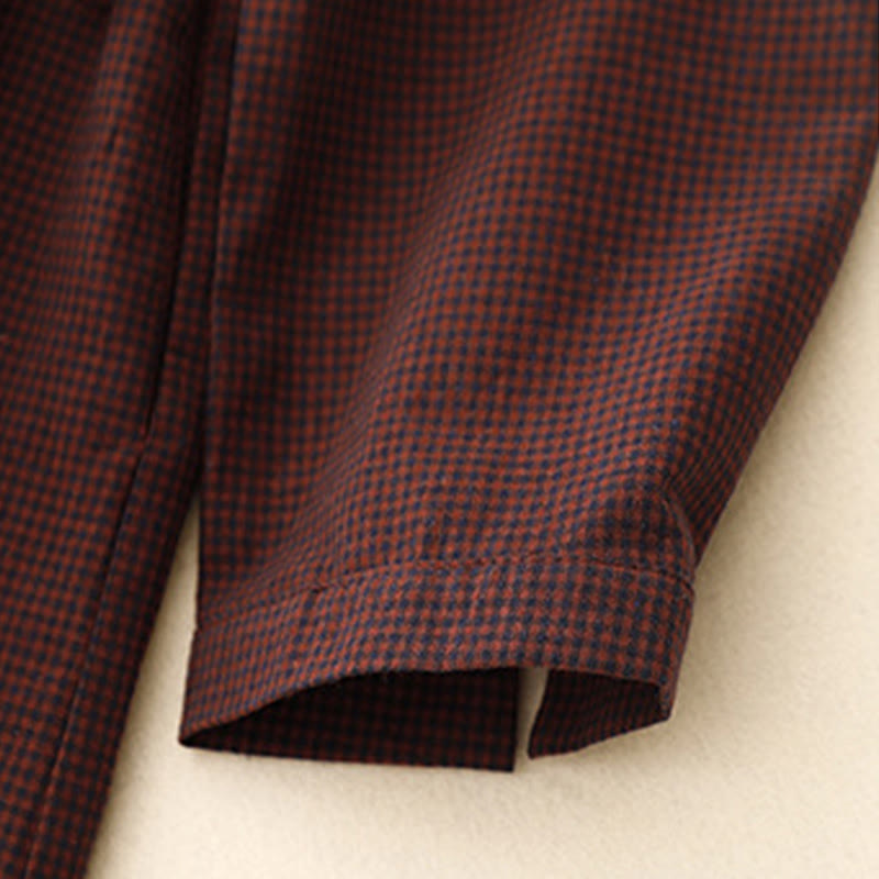 Vestido midi de manga larga con cuello alto, botones de rana y bolsillos, diseño de Buddha Stones Fall en marrón - image 9