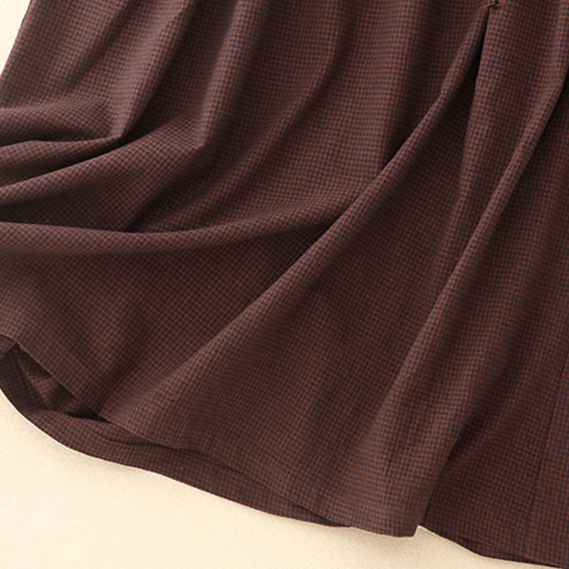 Vestido midi de manga larga con cuello alto, botones de rana y bolsillos, diseño de Buddha Stones Fall en marrón - image 10