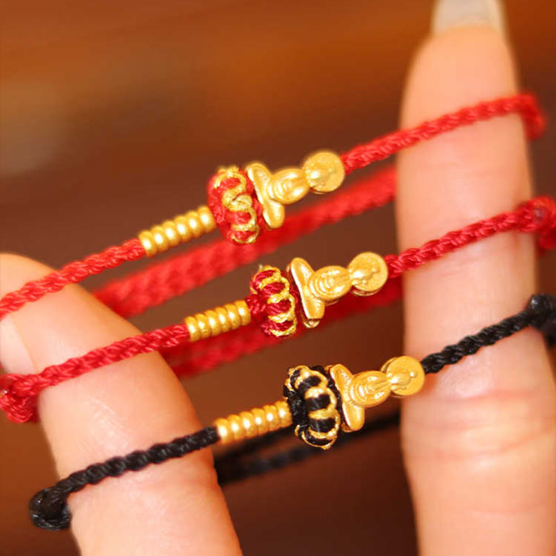 Pulsera trenzada protectora de hilo rojo con nudo de loto de Buda sin forma y Buddha Stones - image 0