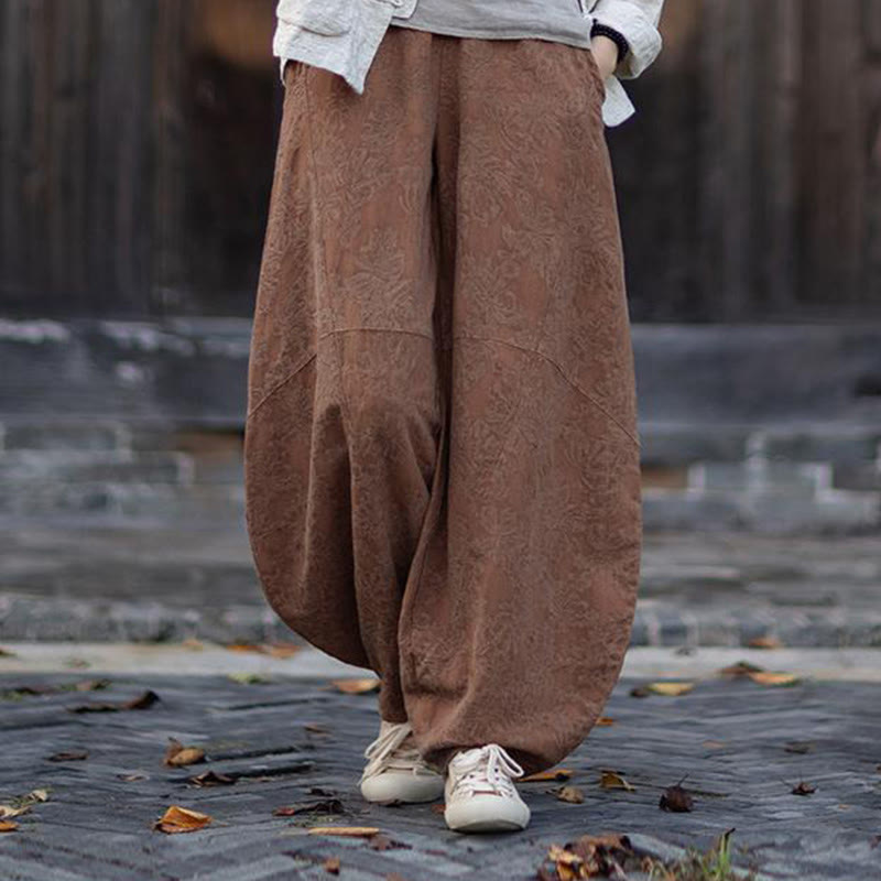 Camisa de manga larga con botones de rana para mujer, pantalones de algodón y lino con estampado de Buddha Stones en otoño, jacquard - Pantalones marrones - US4-6, UK/AU8-10, EU36-38 (F) - image 36