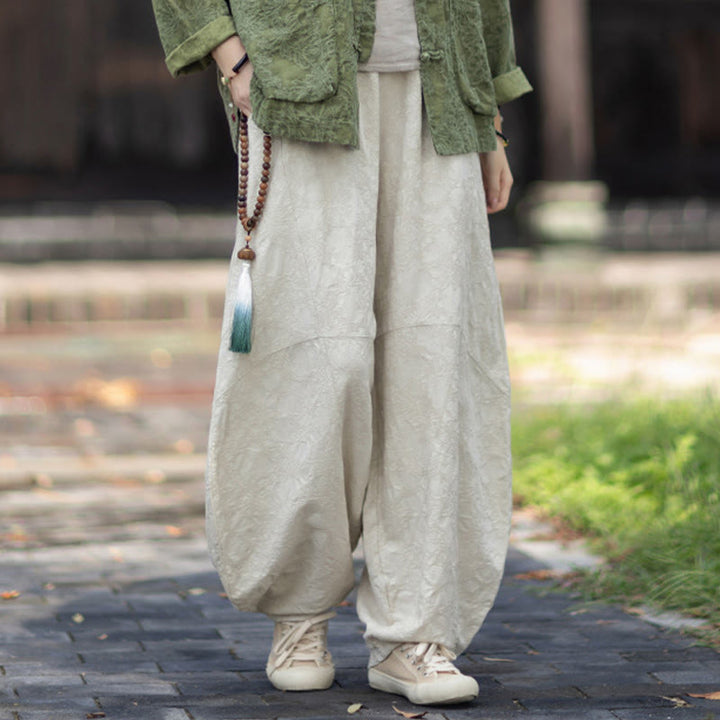 Camisa de manga larga con botones de rana para mujer, pantalones de algodón y lino con estampado de Buddha Stones en otoño, jacquard - image 32